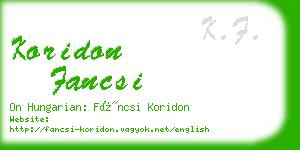 koridon fancsi business card